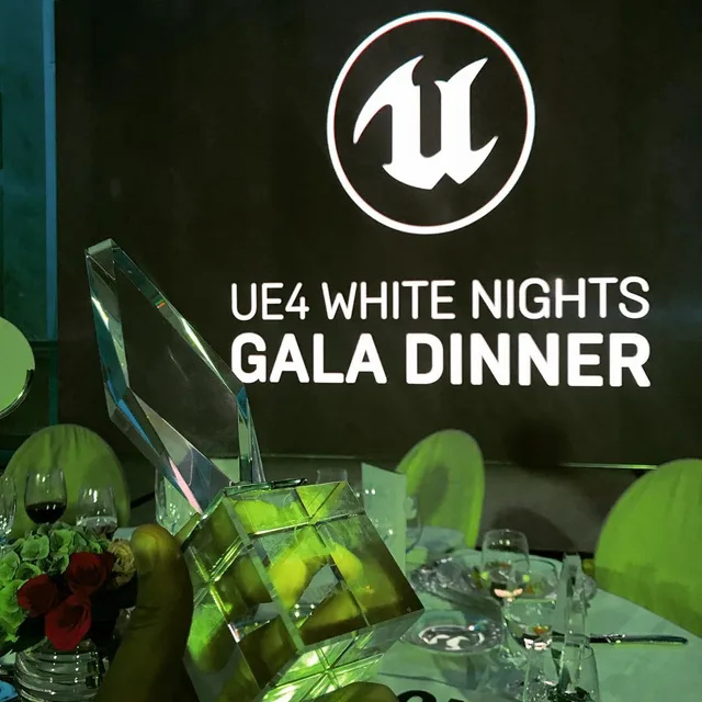 Crystal award trophy at the UE4 White Nights gala dinner